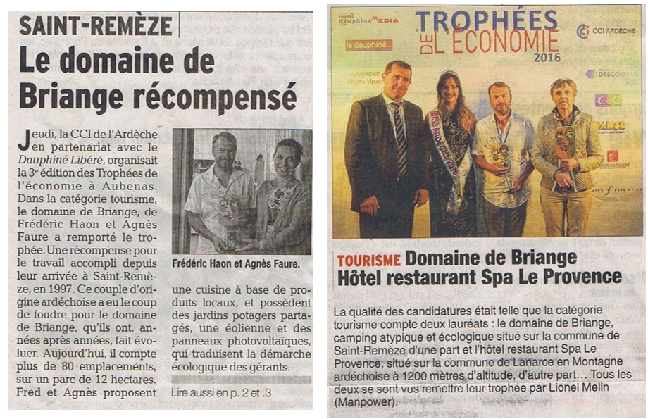 trophee CCI Ardèche Tourisme - Briange dans la presse