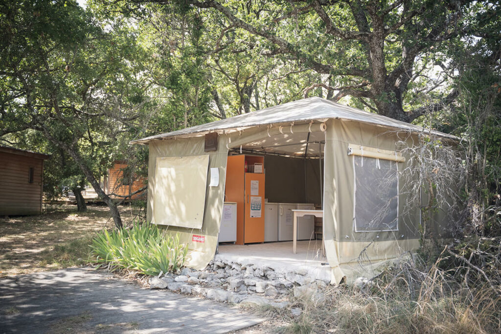 campsite with shared fridges